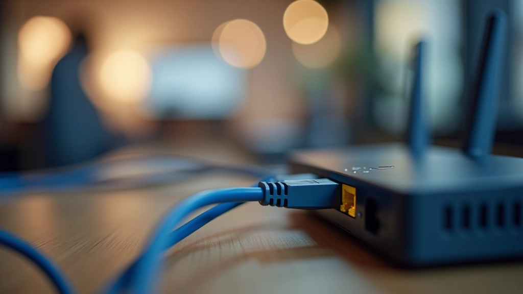Cable de red conectado a router moderno